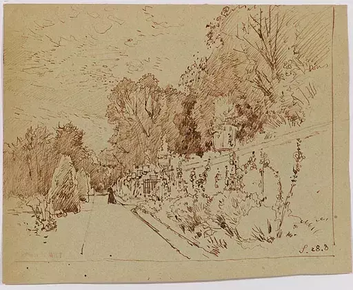 Hans WILT - Drawing-Watercolor - Hans Wilt (1867-1917), Park Motive