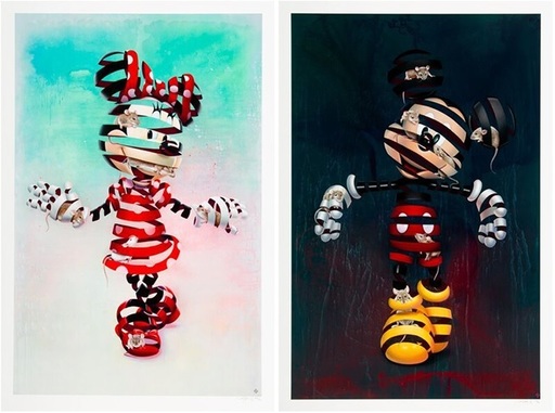 SUPER A - 版画 - Encaged Mickey & Minnie Set