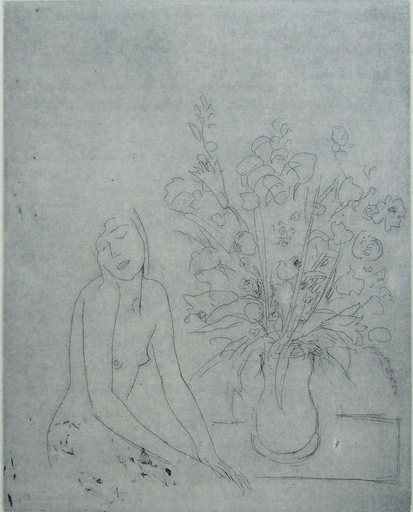 Jacob GILDOR - Stampa-Multiplo - Nude by Vase of Flowers