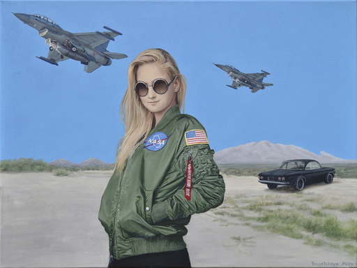 Nataliya BAGATSKAYA - Peinture - Contemporary portrait "Remove Before Flight"