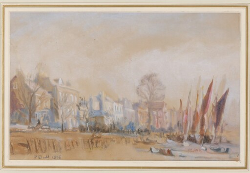 Francis H. DODD - Disegno Acquarello - Richmond Embankment Thameside