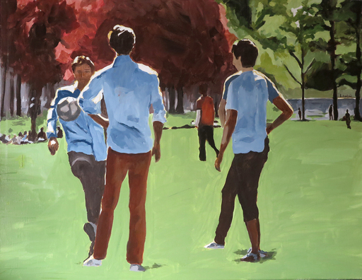 Karine BARTOLI - Painting - Joueurs de foot Bois de Boulogne