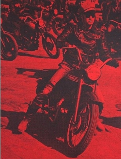 罗素·杨 - 版画 - Brando on Bike (red)