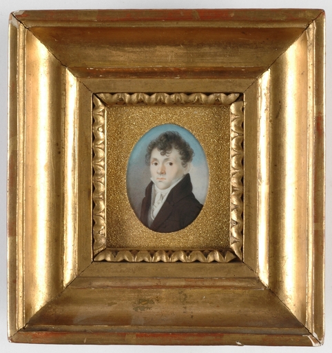 Heinrich SCHÖDL - Dibujo Acuarela - "Portrait of a young Gent", miniature, 1810
