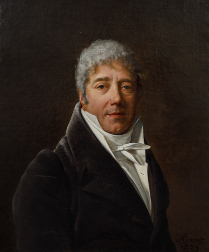 Henry François RIESENER - Painting - Portrait d'homme à la veste de velours et au collet blanc