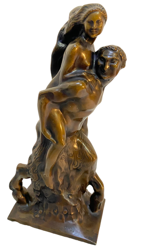 Joseph BREITNER - Sculpture-Volume - La femme au satyre 