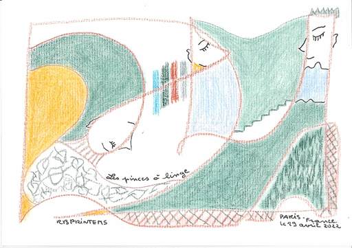 Reine BUD-PRINTEMS - Drawing-Watercolor - Les pinces à linge