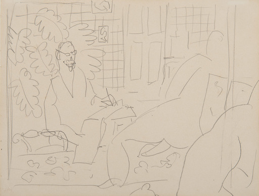 Henri MATISSE - Zeichnung Aquarell - Le peintre et son modèle
