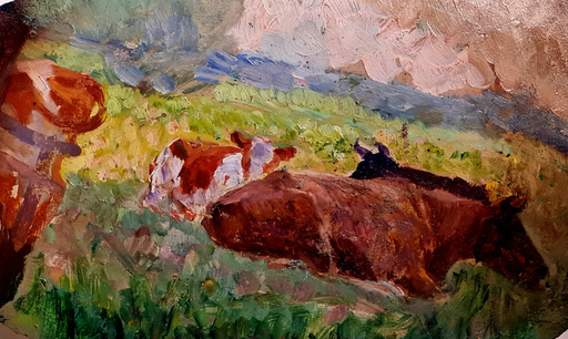 Arthur ILLIES - Pittura - Kuhstudie.