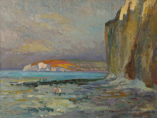 Jean SIEURIN - Gemälde - La palge de Varengeville sur mer