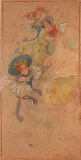 Sergius HRUBY - 水彩作品 - "Postcard Design", Watercolor, 1906