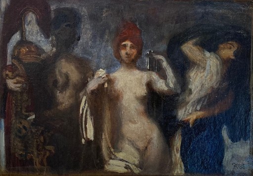 Franz VON STUCK - Painting - Drei Göttinnen