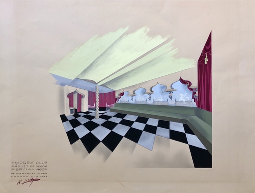 René LOUVAT - Disegno Acquarello - Persian Room