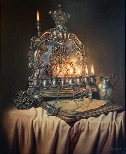 Albert BENAROYA - Peinture - Fourth Night of Hanukkah
