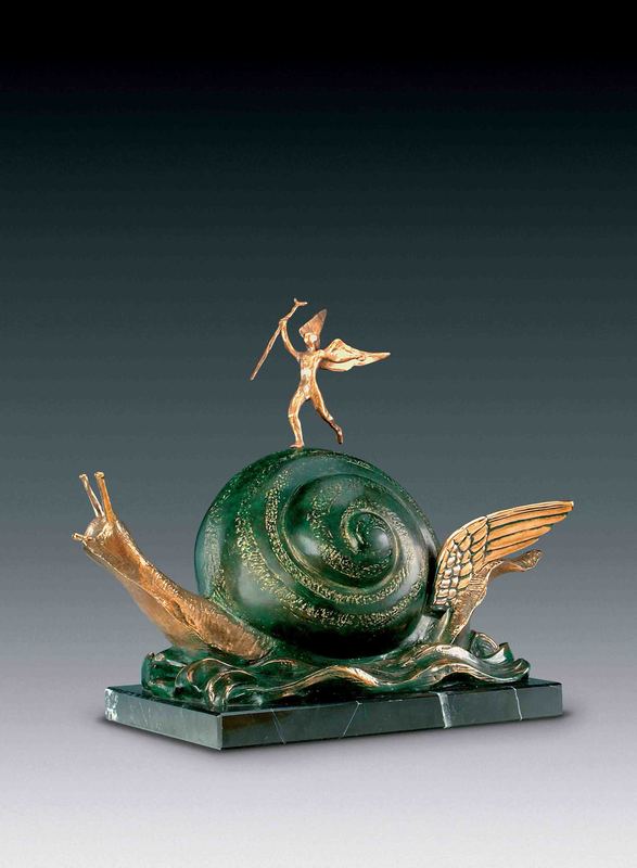 Salvador DALI - Skulptur Volumen - Snail and the Angel, Escargot et ange