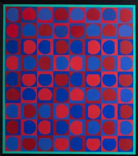 维克多•瓦沙雷利 - 绘画 - Saphir-Rouge-Bleu