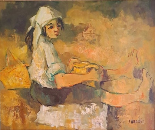 Jean ABADIE - Painting - Repas aux champs