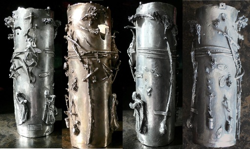 Philippe MOHLITZ - Sculpture-Volume - Vase colonne aux personnages 