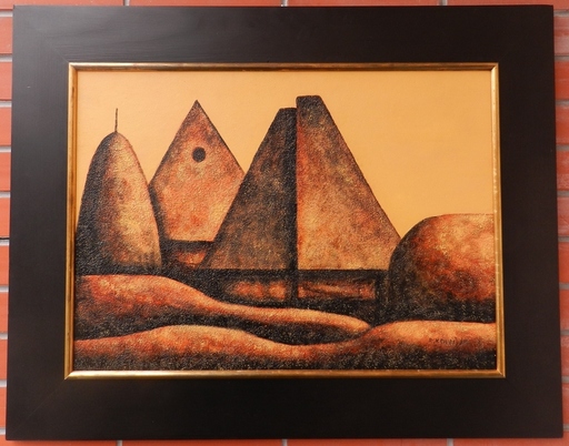 Rudolf KRIVOS - Painting - Drevenice na lazoch 
