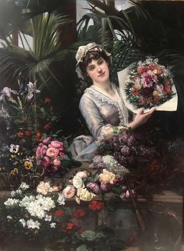 Christian Henri ROULLIER - Painting - The Flower Arranger, Paris