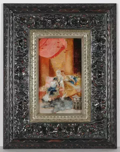 Antonio RIBAS OLIVER - 绘画 - "Harem scene" oil on panel, late 19th Century