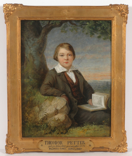 Theodor PETTER - 绘画 - "Portrait of a boy with book", oil painting, 1848