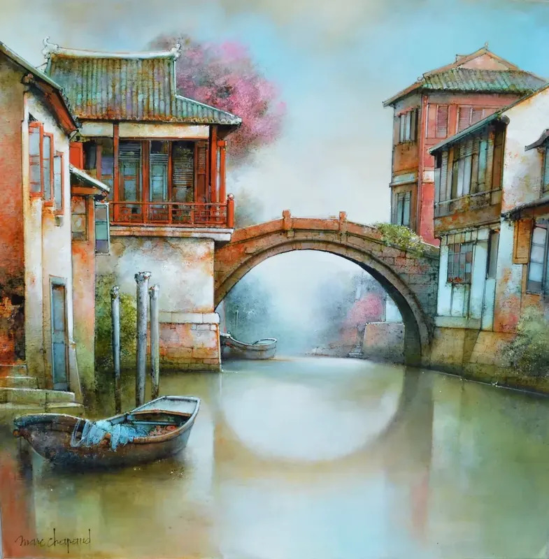 Marc CHAPAUD - Painting - VILLAGE MILLENAIRE DE ZHOU ZHOUANG