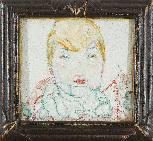 Arnold NECHANSKY - 绘画 - Dame mit Perlenkette