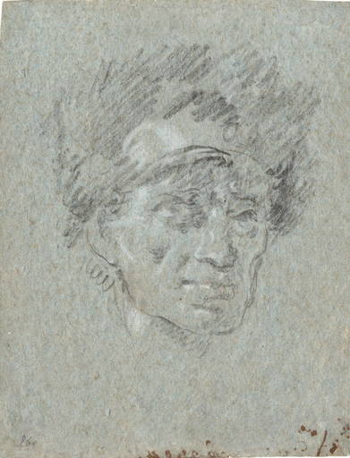 Giovanni Domenico TIEPOLO - Disegno Acquarello - Homme au chapeau de fourrure