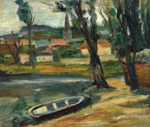 Adolphe FEDER - Gemälde - Landscape by the Lake