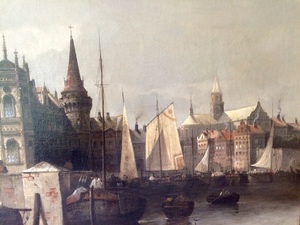 August VON SIEGEN - Peinture - Blick auf Antwerpen von der Scheide/ Belgien,Belgium,Vedute