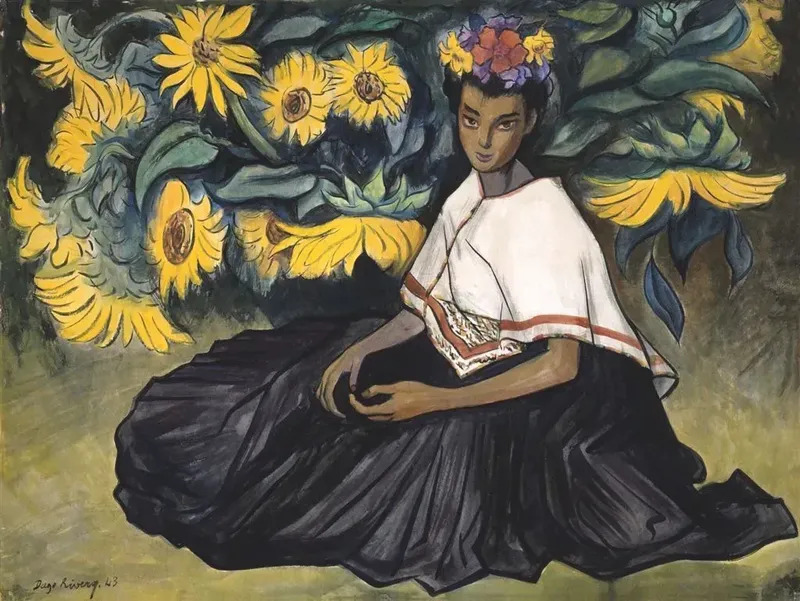 Resultado de imagen de Mujer con girasoles diego rivera
