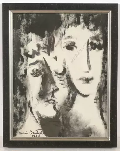 Boris DEUTSCH - Disegno Acquarello - "Faces", ink drawing