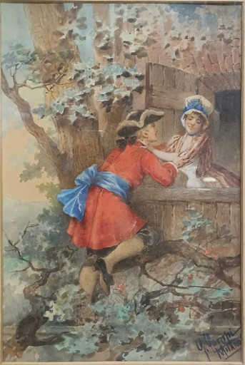 Giacomo CAMPI - Drawing-Watercolor - Scena amorosa
