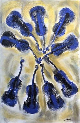 阿尔曼 - 水彩作品 - Empreintes de violon bleu