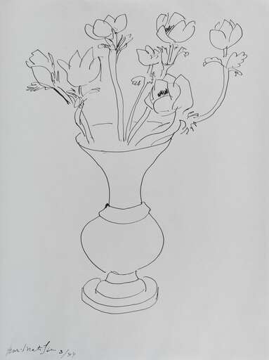 Henri MATISSE - Dessin-Aquarelle - Bouquet de fleurs aux anémones