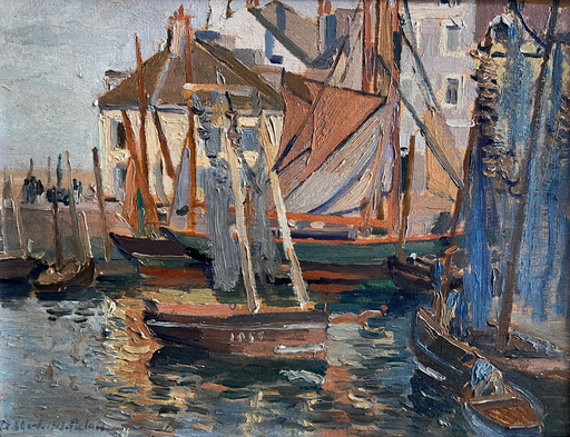 František Zdeněk EBERL - Peinture - Le port du Palais, Belle-Ile-en-Mer
