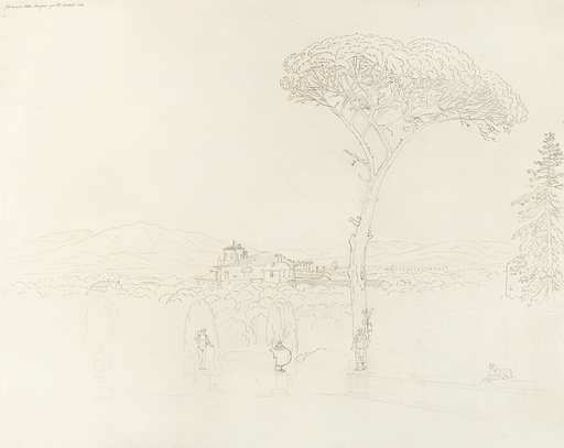 Jacob Philipp HACKERT - Zeichnung Aquarell - VEDUTA PRESA DALLA VILLA BORGHESE A ROMA