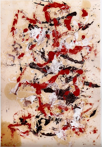 马克·托比 - 绘画 - Untitled (Black,White and Red)