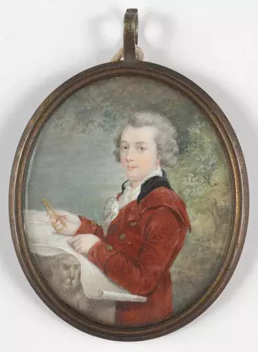 Johann Christoph RINCKLAKE - Miniature - "Portrait of a young architect" miniature on ivory, 1780s 