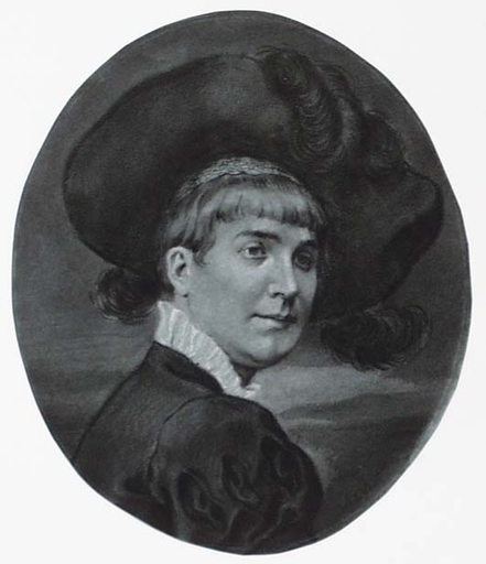 Anton EBERT - Drawing-Watercolor - "Portrait of a Lady" by Anton Ebert, late 19th Century 