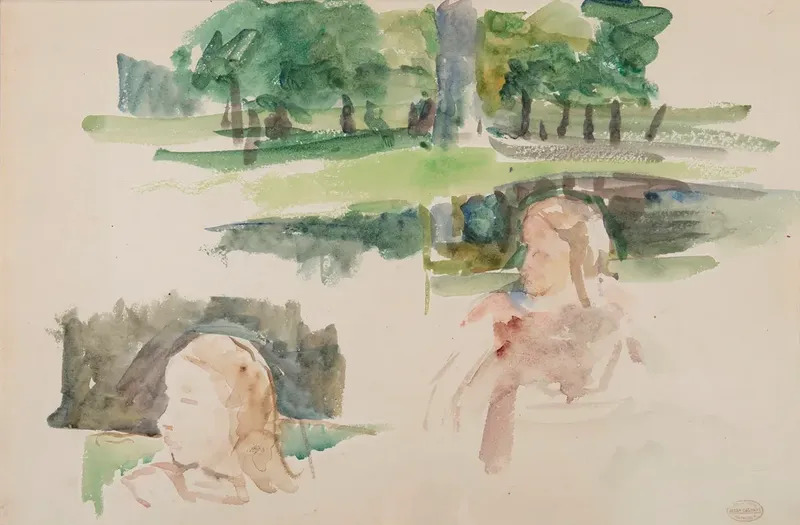 Etude De Paysage A La Riviere Et D Enfants By Mary Cassatt Buy Art Online Artprice