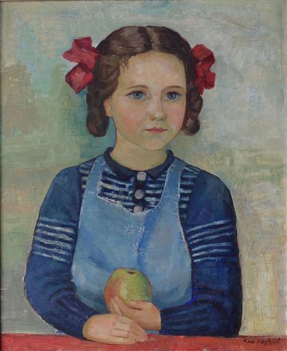 Arne SIEGFRIED - Painting - Mädchen mit Apfel