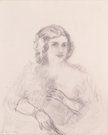 Bernhard ZDICHINEC - Zeichnung Aquarell - "Portrait of a Young Lady", ca.1920