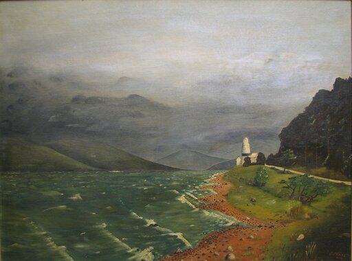 Josef M. ARENTZ - Pintura - Lighthouse with Stormy Skies