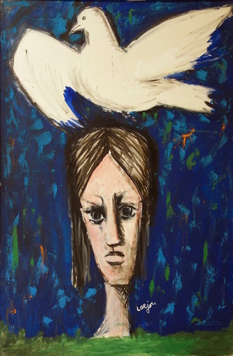 Bernard LORJOU - Painting - Femme a la Colombe (Woman Has the Dove)