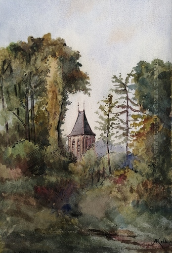 Alfred KELLER - Drawing-Watercolor - Saint Brice - Val d'Oise - (KP2)