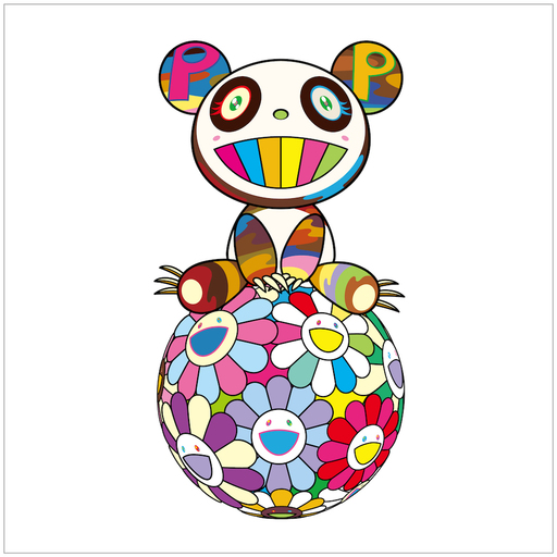 Takashi MURAKAMI - Druckgrafik-Multiple - Atop a Ball of Flowers, a Panda Cub Sits Properly