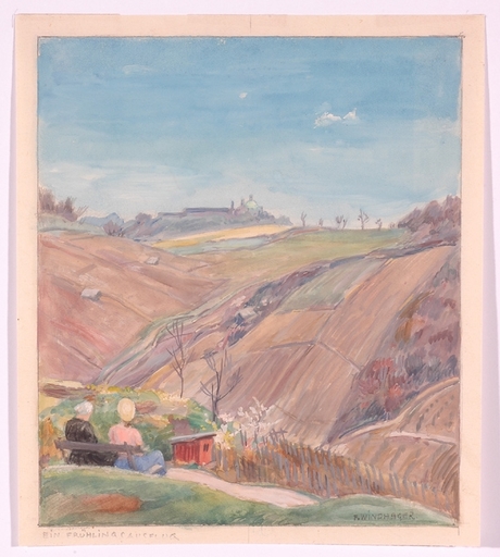 Franz WINDHAGER - Disegno Acquarello - "Spring Excursion" Watercolour