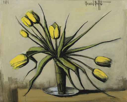 Bernard BUFFET - Peinture - Les tulipes jaunes